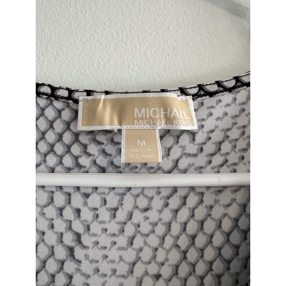 Michael Kors Snakeskin Print Wrap Dress Womens M Black White Business Luxury - Picture 3 of 3